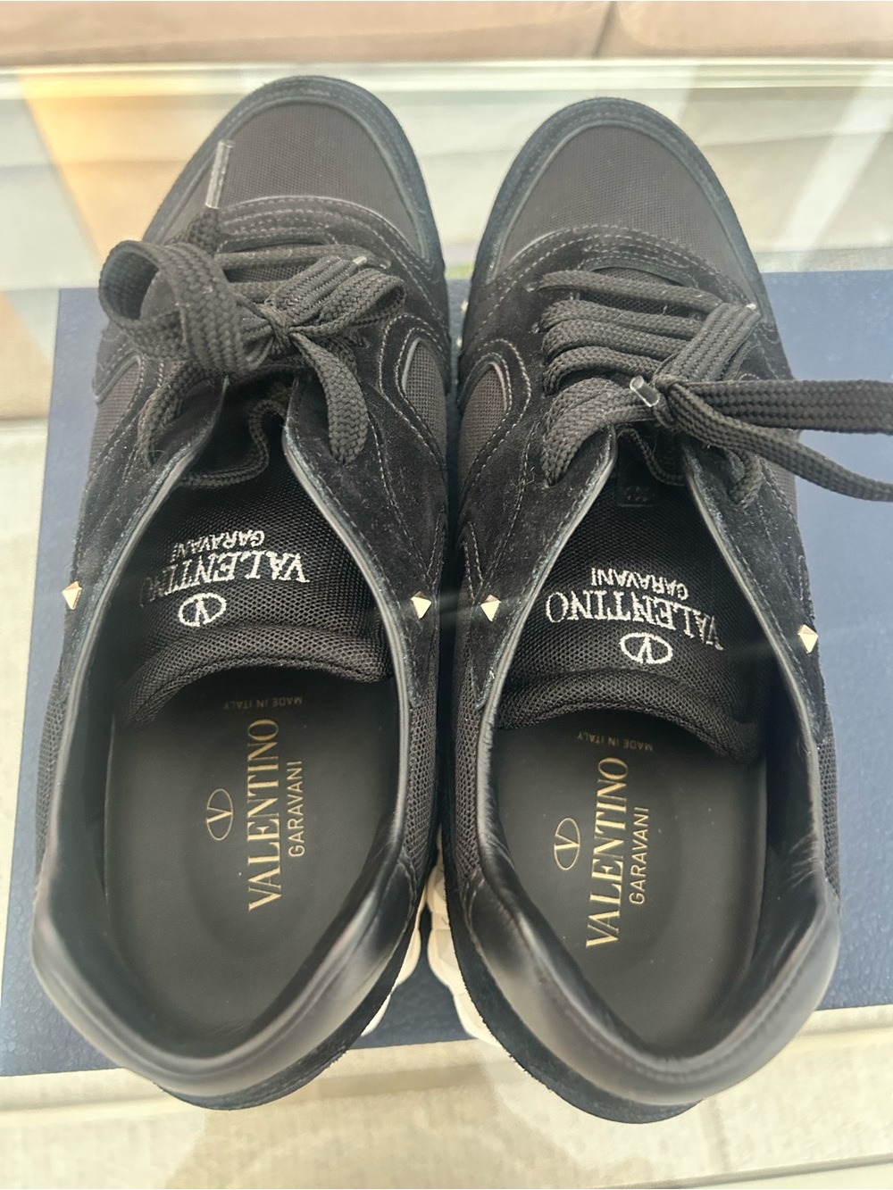 Valentino Garavani Black Men’s Low-Top Sneakers with Stud Detail